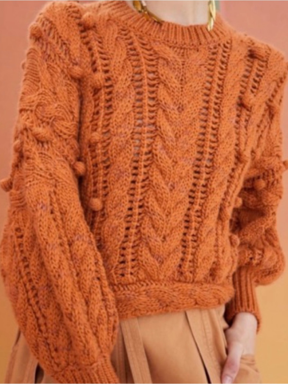 Ulla Johnson Chunky Cable Knit Women’s Sweater - Rust Orange